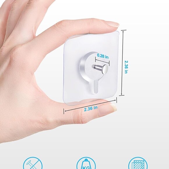 Adhesive Hooks for Wall13lb Max, Wall Hangers Without Nails for Photos Frames, U - Picture 3 of 9